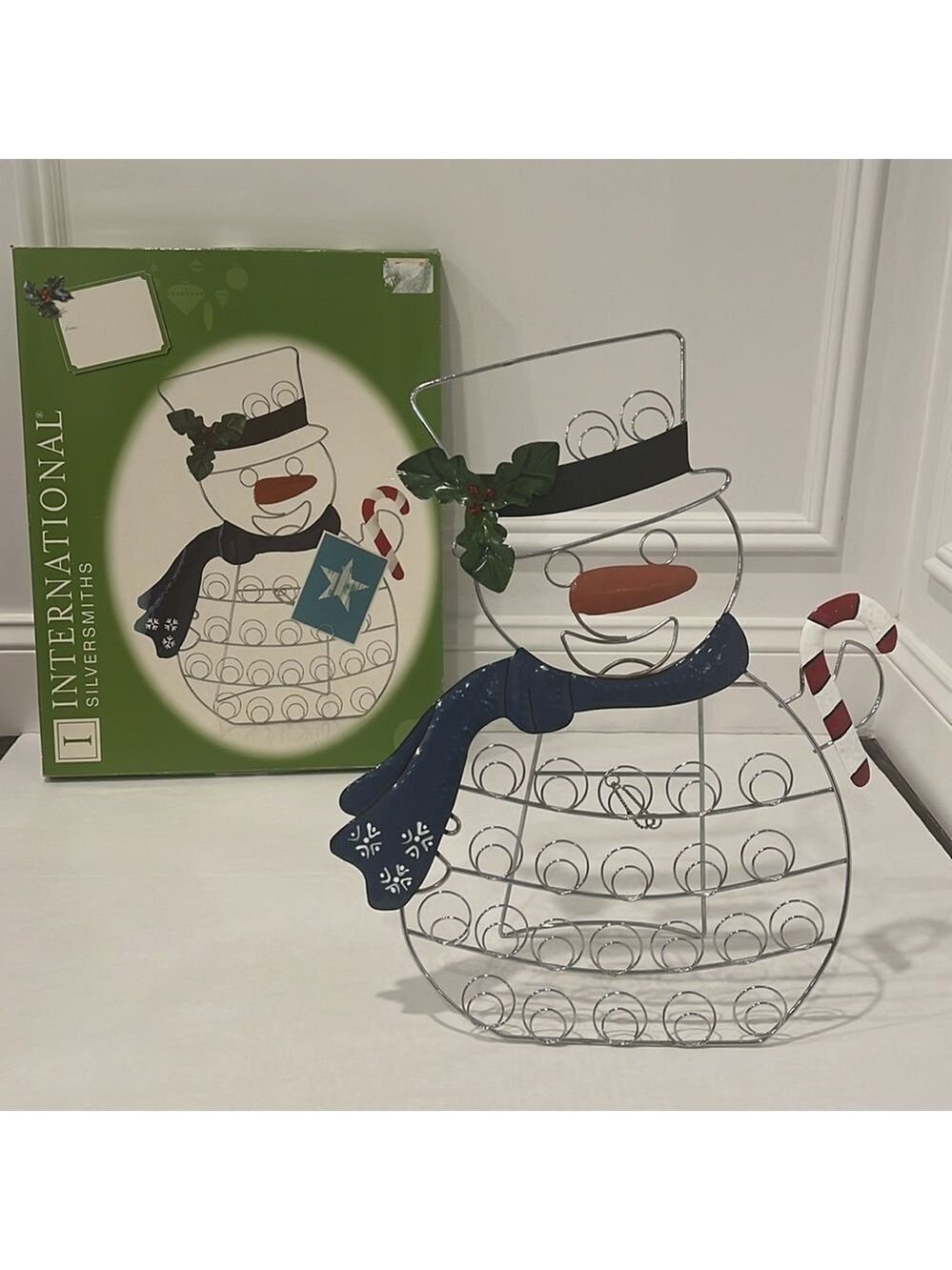 Vintage International Silversmiths Snowman Cardholder/ Metal Holiday Cardholder